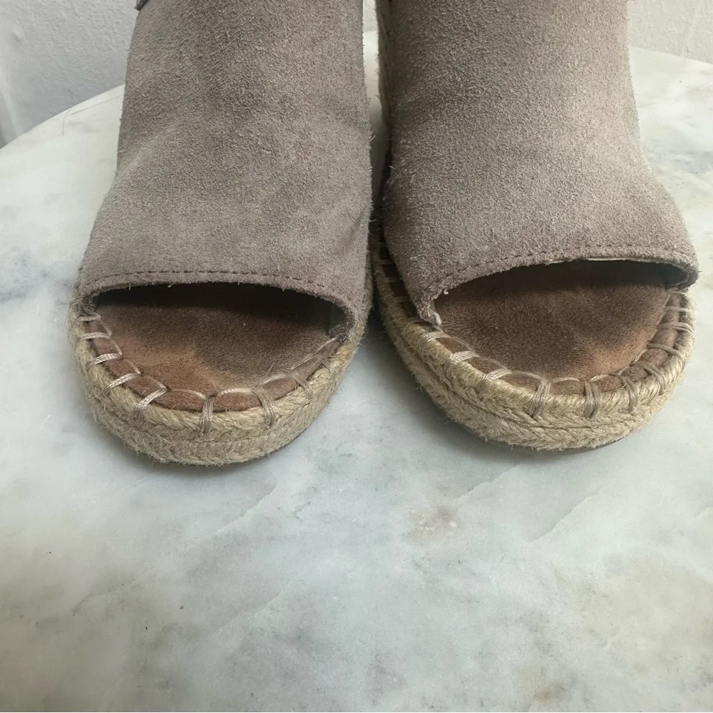 TOMS | Monica Suede Wedge Espadrille Sandals Desert Taupe Womens Size 7.5